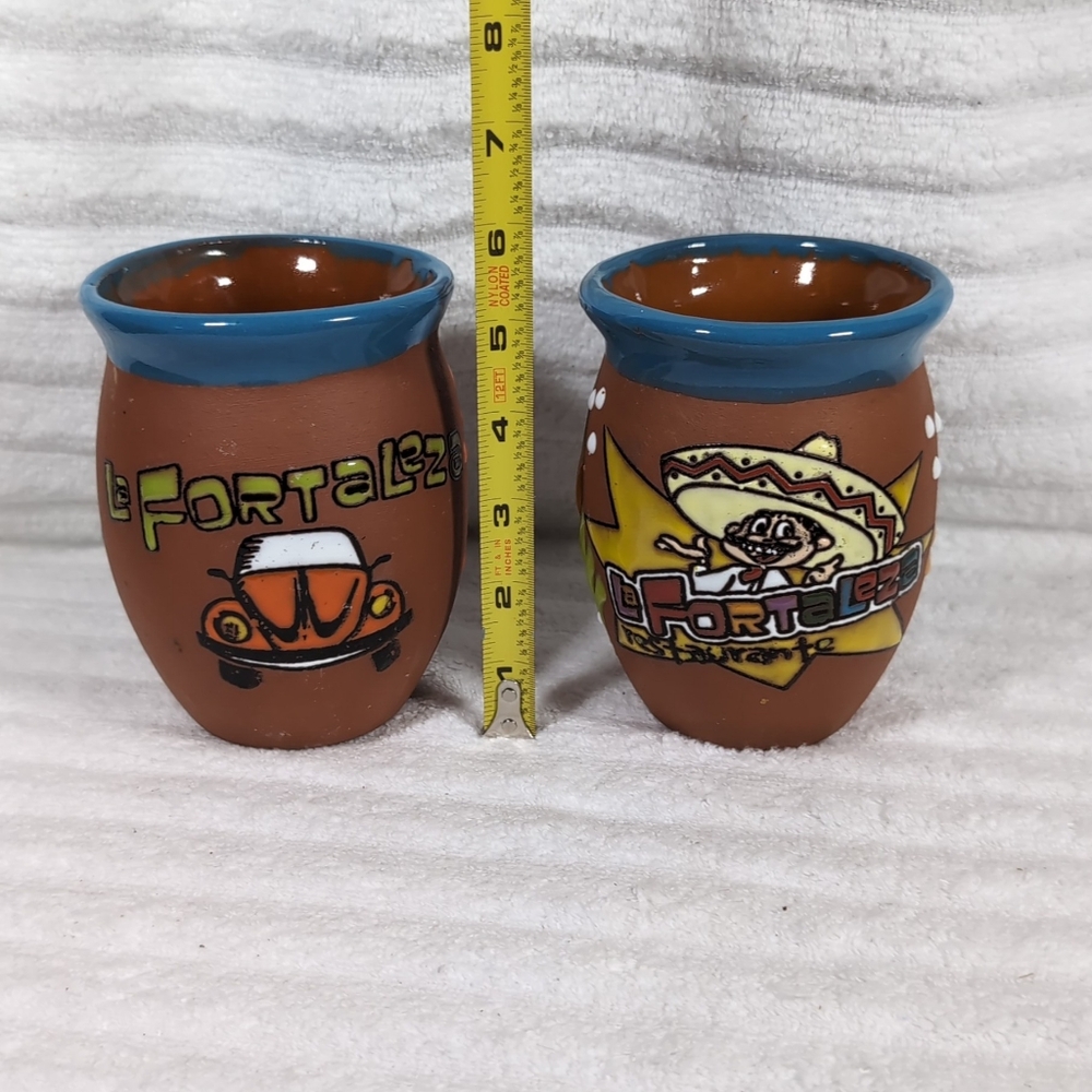 La Fortaleza Restaurant Terra Cotta Vases Jugs Volkswagen Wrestler Set Of 2 READ